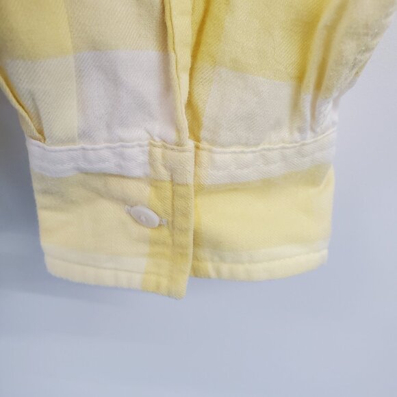 L.L.Bean Womens L Yellow White Plaid Cotton Button Up Shirt Collared Classic - Picture 8 of 16